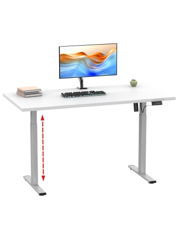 VCM Schreibtisch Lona elektrisch verstellbar 140 x 50 in Silber / Weiß