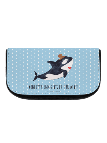 Mr. & Mrs. Panda Toiletry Bag Orca Zylinder mit Spruch in Blau Pastell