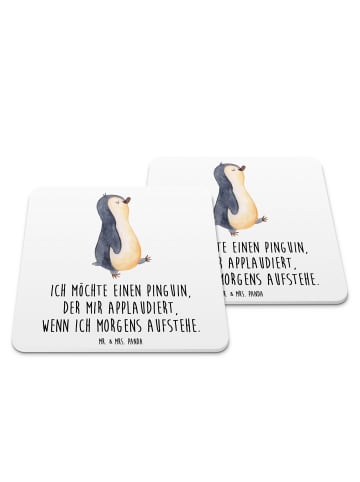 Mr. & Mrs. Panda Untersetzer Pinguin mHerzieren mit Spruch in Weiß