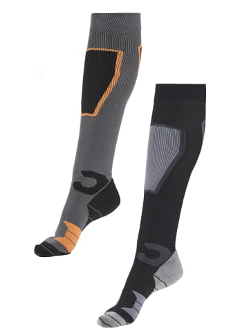 Bench Skistrümpfe in 1x schwarz grau, 1x grau orange