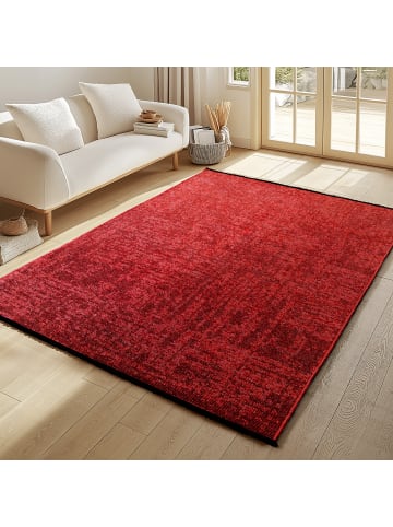 KADIMA DESIGN Teppich Kurzflor Unicolor Chenille Baumwolle Innen in Rot