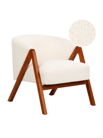 Beliani Sessel SKEI in Weiß/Braun - (W) 67 x (H) 69 x (L) 66 cm