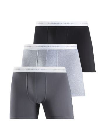 Copenhagen Studios Langer Boxer in anthrazit / grau-meliert / schwarz