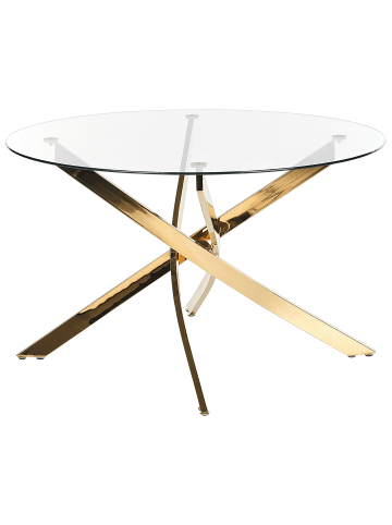 Beliani Esszimmertisch MARAMO in Transparent/Gold - (W) 120 x (H) 75 x (L) 120 cm