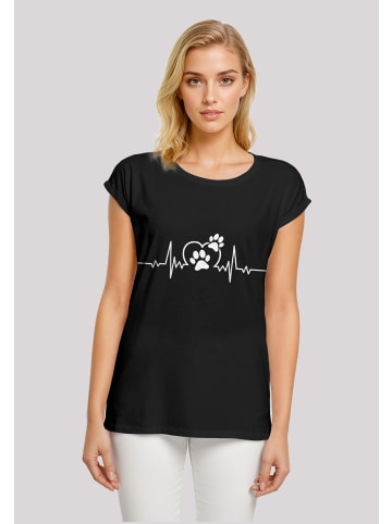 F4NT4STIC Extended Shoulder T-Shirt Herzschlag Hunde Liebe in schwarz