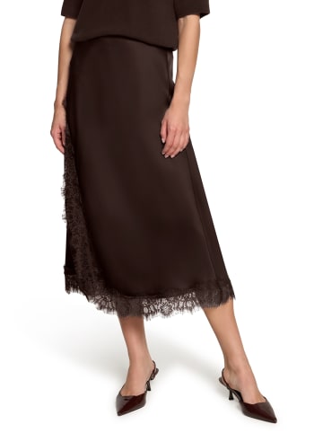 Zero  Satinrock mit Spitze in Chocolate Plum