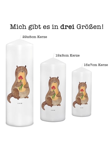 Mr. & Mrs. Panda Bedruckte Kerze Otter Blumenstrauß ohne Spruch in Weiß