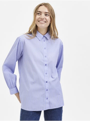 SELECTED FEMME Basic Langarm Hemd Bluse aus Baumwolle SLFREKA in Blau