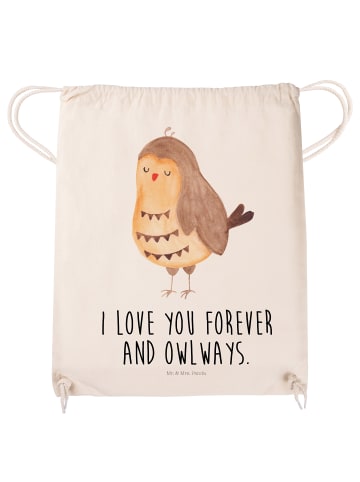 Mr. & Mrs. Panda freizeit rucksack Eule Zufrieden mit Spruch in Creme