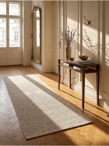KADIMA DESIGN Läufer Uni flachgewebt pflegeleicht Wohnzimmer Flur Esszimmer Wohnraum in Creme