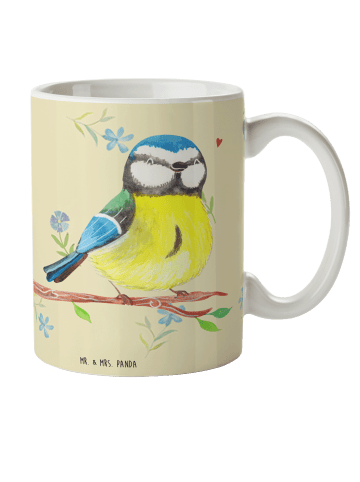 Mr. & Mrs. Panda Plastikbecher Vogel Blaumeise ohne Spruch in Blumig