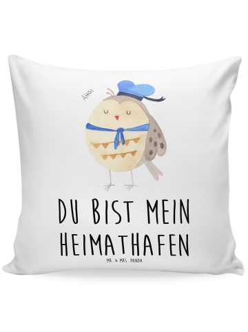 Mr. & Mrs. Panda Kissen 40x40 Eule Matrose mit Spruch in Weiß