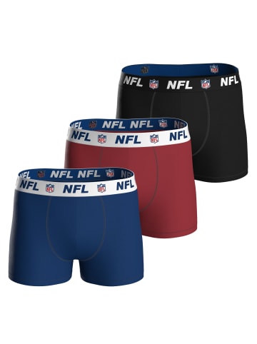 NFL Boxershort 3er Pack in Dunkelblau/Rot/Schwarz