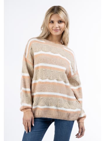 usha FESTIVAL Oversize Strick Pullover in Beige Mehrfarbig