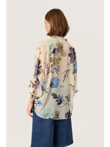 Soaked in Luxury Bluse langarm SLAnaya Oversize fit in Oatmeal Large Flower