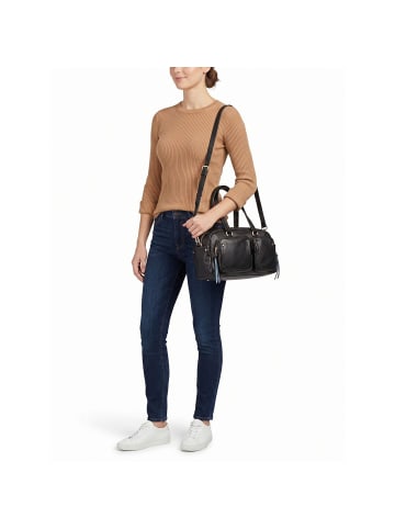 DuDu Pocket Schultertasche Leder 33 cm in nero