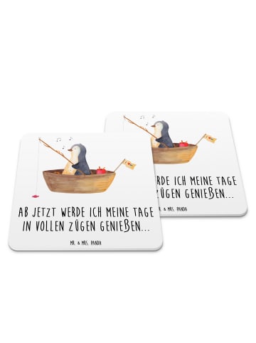 Mr. & Mrs. Panda Untersetzer Set Pinguin Angelboot mit Spruch in Weiß