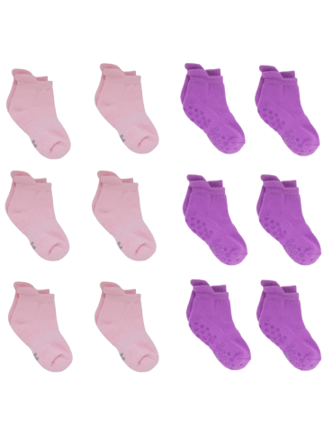 Yalion 6 Paar / 12 Paar rutschfeste Socken, Wildlederoptik, rosa/lila