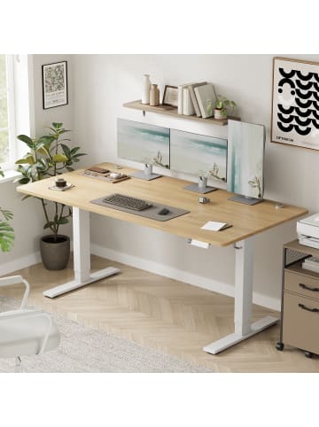 VASAGLE Schreibtisch Balok in Goldeichenfarben - (B)80 x (H)(72-120) x (T)160 cm