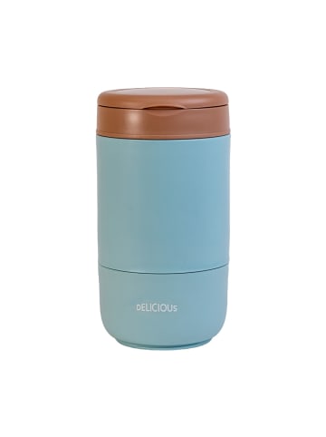 Intirilife Lunch Box Müsli Thermo Becher mit Deckel Schlaufe Löffel  270/370 ml in Blau