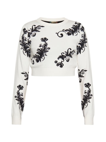 myMo Women Sweater in Wollweiss Schwarz