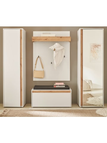 Furn.Design Garderoben-Set 5-teilig weiß, Eiche Wotan 230 cm, Kombination mit 17 Fächer
