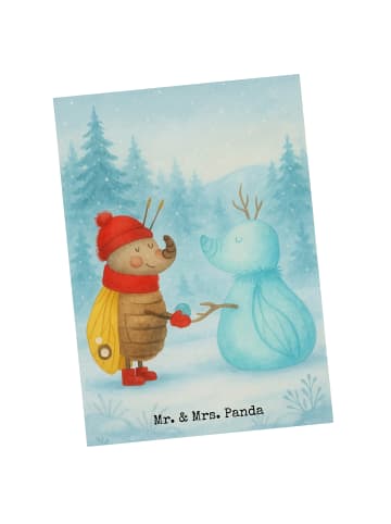 Mr. & Mrs. Panda Postkarte Nachtfalter Schneemann Design ohne Sp... in Weiß