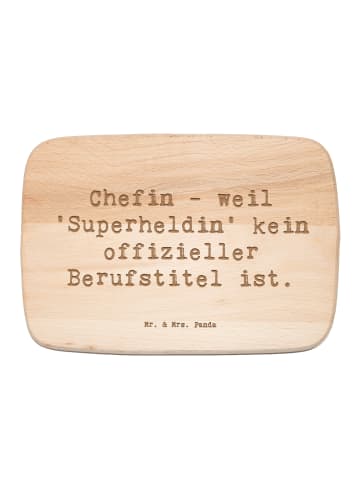 Mr. & Mrs. Panda Küchenbrett Spruch Chefin Superheldin mit Spruch in Transparent