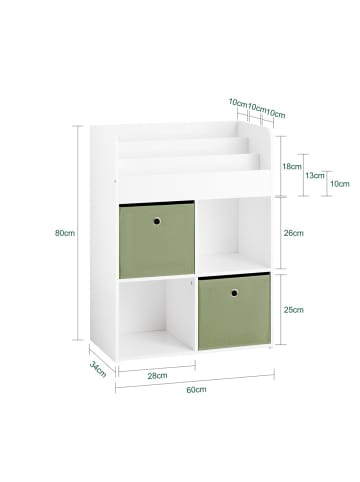 SoBuy Bücherregal in Reinweiß - (W) 34 x (H) 80 x (L) 60 cm