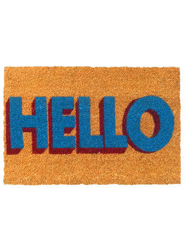 relaxdays Fußmatte "Hello" in Blau/ Rot - 60 x 40 cm