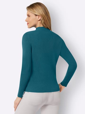 Sieh an! Stehkragen-Pullover in aquapetrol