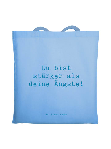 Mr. & Mrs. Panda Shopping Tasche Spruch Angst überwinden mit Spruch in Sky Blue