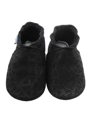 Yalion Schwarze Baby-Leder-Laufschuhe, mit rutschfester Sohle - mit Dreiecksmuster
