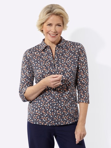 WITT WEIDEN Poloshirt in marine-papaya-bedruckt