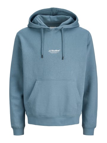 Jack & Jones Kapuzenpullover Kängurutasche Rippbündchen Kordel in Blau-2