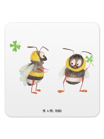 Mr. & Mrs. Panda Bierfilz Bienen Paar ohne Spruch in Weiß
