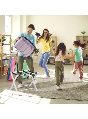 relaxdays Kofferständer in Weiß - (B)66,5 x (H)52,5 x (T)48 cm