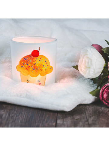 Mr. & Mrs. Panda Glas Windlicht Cupcake ohne Spruch in Transparent