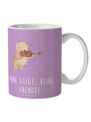 Mr. & Mrs. Panda Geschenktasse Geige Freude mit Spruch in Lavendeltraum