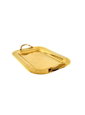 Almina 2er-Set Serviertabletts aus hochwertigem 18/10 Edelstahl in Gold(Motiv1)