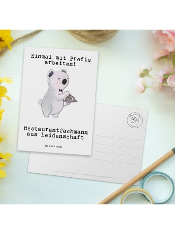 Mr. & Mrs. Panda Postkarte Restaurantfachmann Leidenschaft mit S... in Weiß