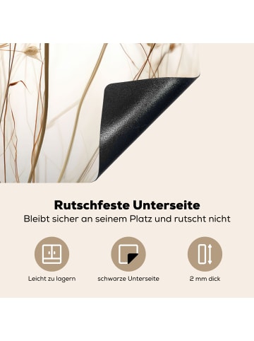 KitchenYeah Herdabdeckplatte Blumen beige Induktionskochfeldschutz, Kochfeldschutzmatte