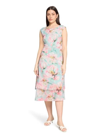 Betty Barclay Chiffonkleid mit Bindegürtel in Mint/Rosé