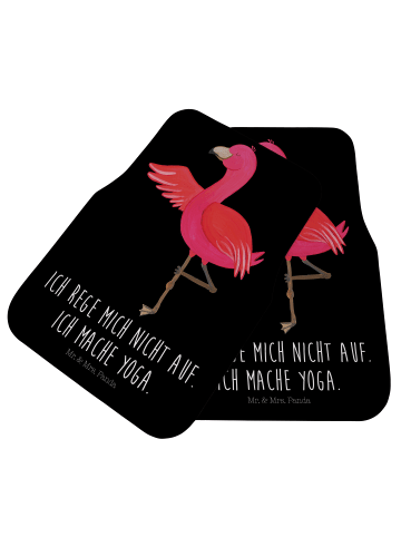 Mr. & Mrs. Panda Fußmatte Fürs Auto Flamingo Yoga mit Spruch in Schwarz