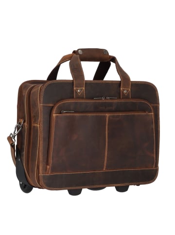Greenburry Vintage 2 Rollen Businesstrolley 33 cm Laptopfach braun