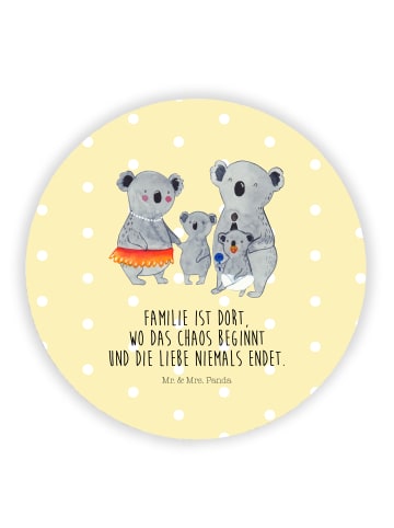 Mr. & Mrs. Panda Rund Magnet Koala Familie mit Spruch in Gelb Pastell