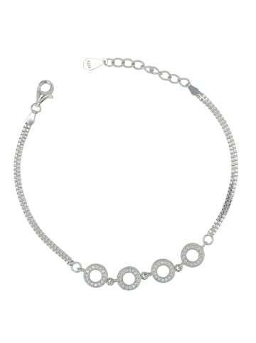 Adeliás Damen Armband aus 925 Silber mit Zirkonia 17+3 cm in silber