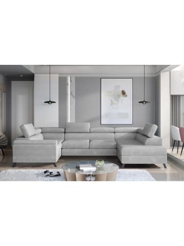 MF Design Esco Recamiere Rechts in Hellgrau -  (L) 200 x (B) 336 x (H) 92 cm