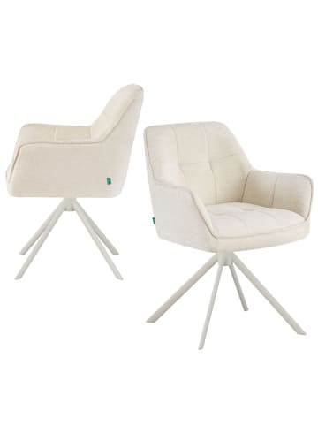 DUBI Möbel 2er-Set: Drehstuhl THOMAS-DINA in Cremeweiß - (B)61 x (H)83 x  (T)62 cm