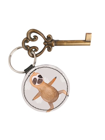 Mr. & Mrs. Panda Anhänger Faultier Yoga ohne Spruch in Grau Pastell